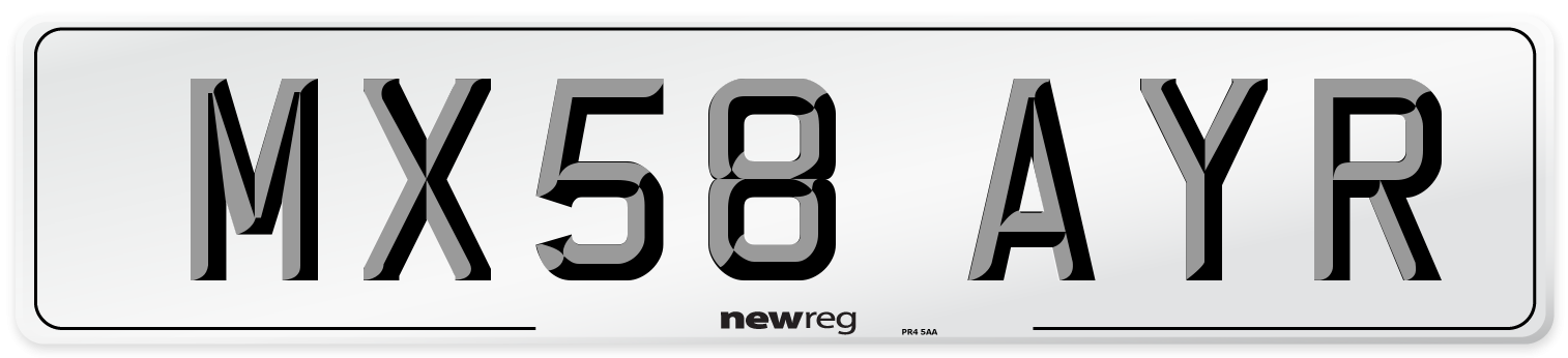 MX58 AYR Number Plate from New Reg